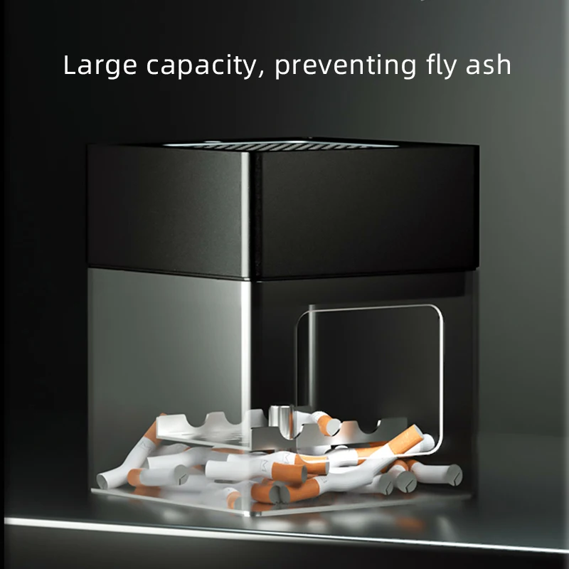 Portable Desktop Electronic Ashtray Cigarette Smoke Lighter Air Purifier Electric Smokeless Filter Ashtray Square Aluminum