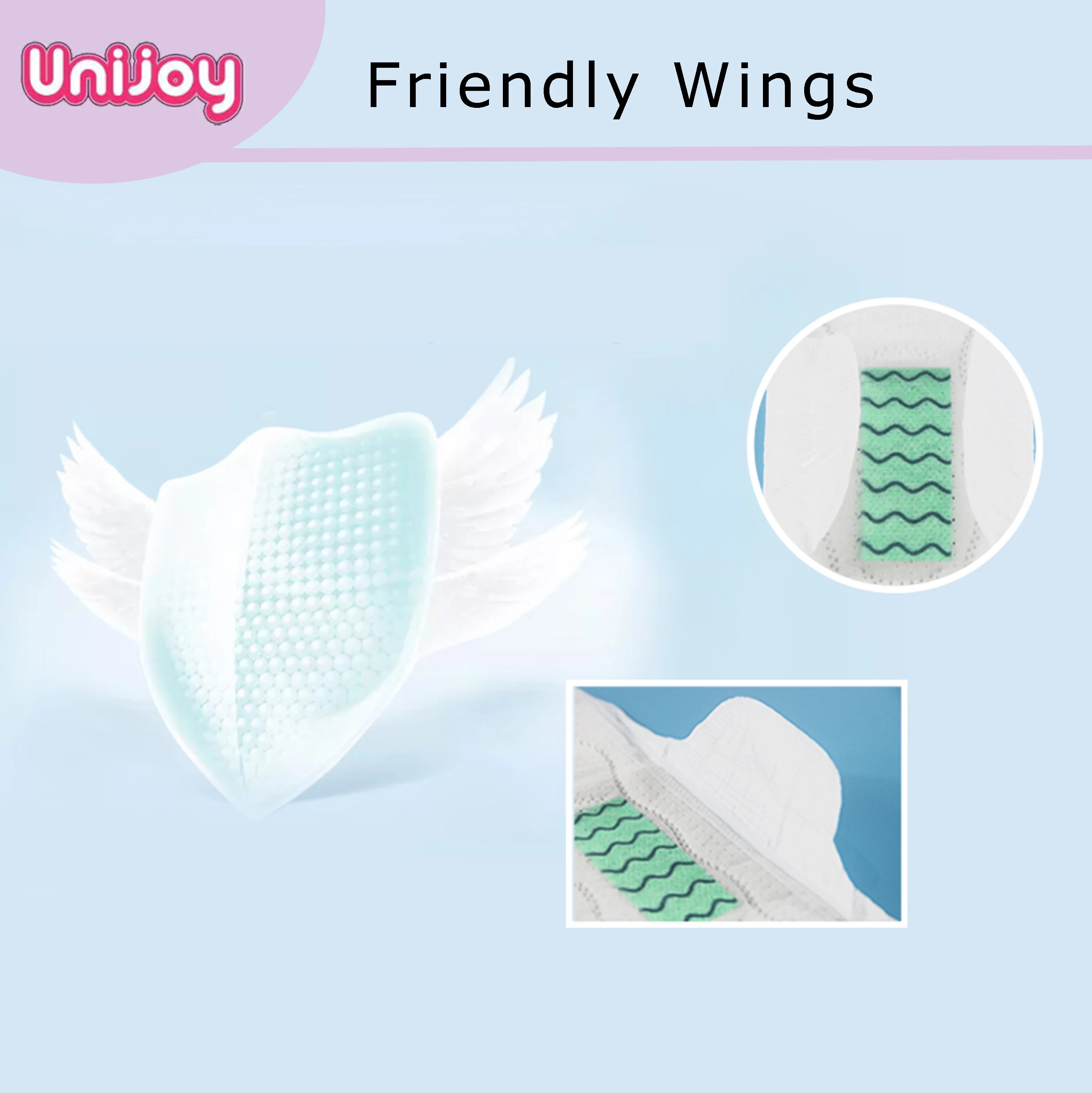 Unijoy high quality best Lady Sanitary Pad Disposable Cotton Napkin