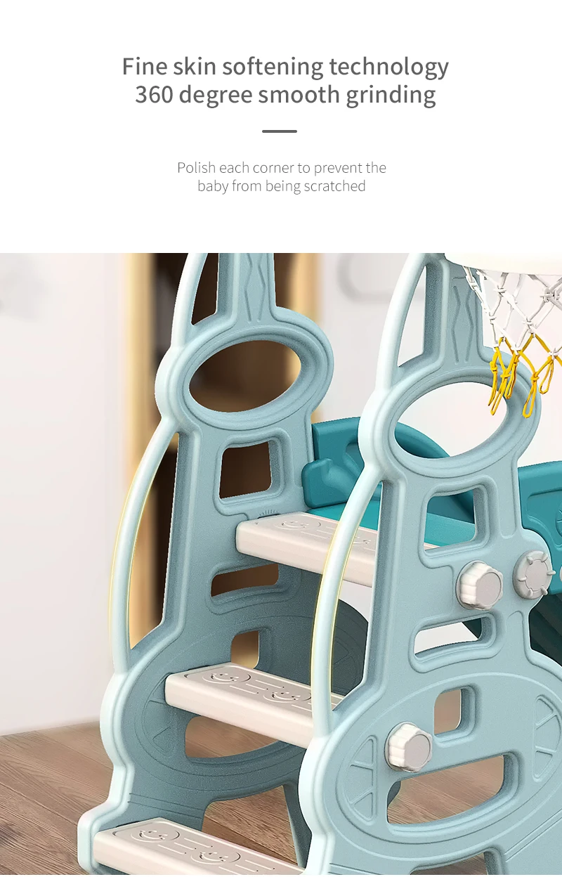 children indoor playground toys plastic material slide and swing set for baby equipment Plastic Kids Toys