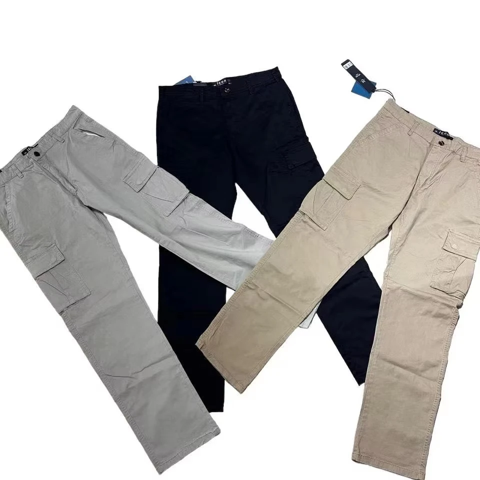 Wholesale Mens Cargo Pants Relaxed Fit Convertible Youth Khaki Overrun Overstock Leftover High End Brand Bangladesh Stock Lot