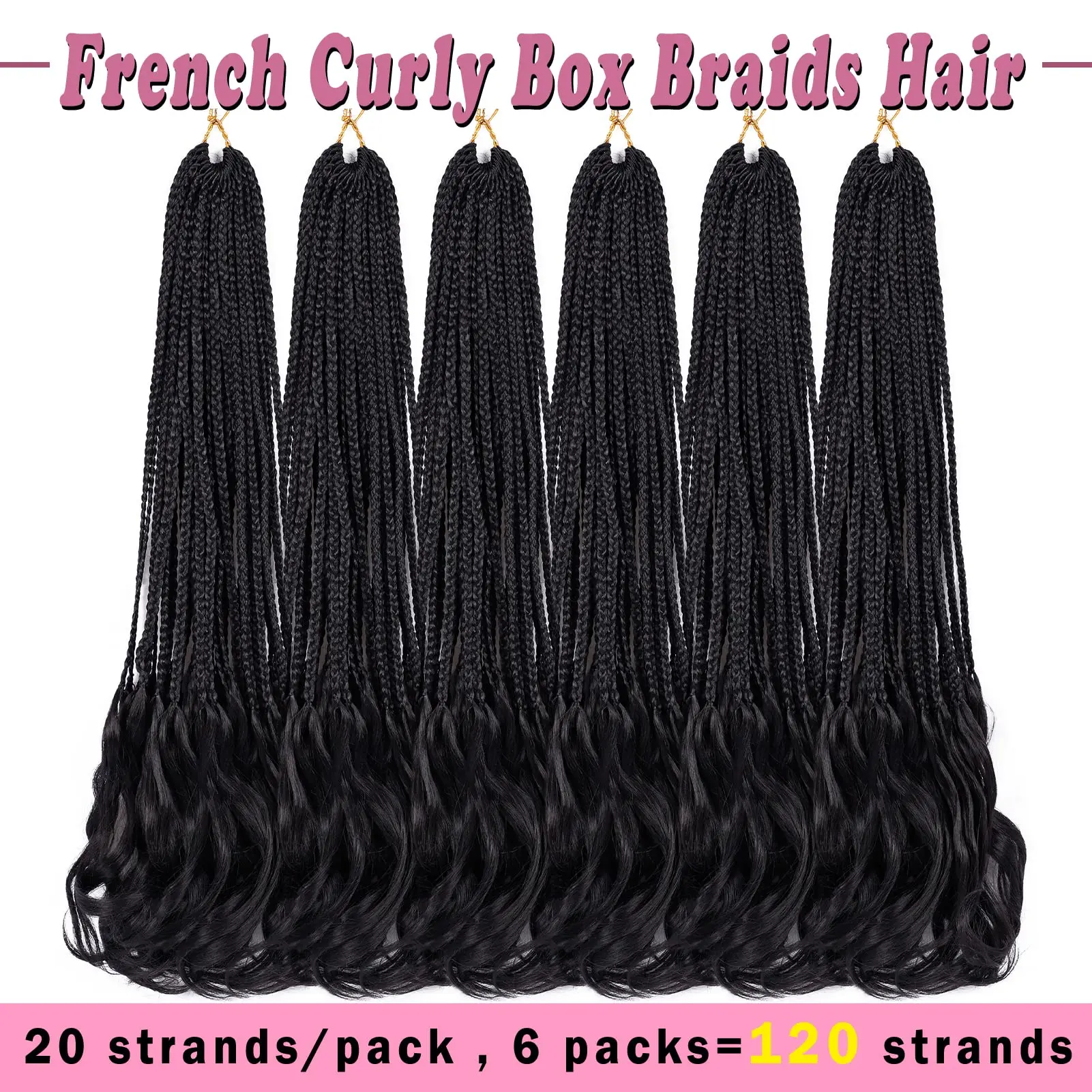 Goddess Box Braids Crochet Hair 22-Inch Jumbo French Curly Braids with Wavy Style Synthetic Material Pre-Looped Hairpieces