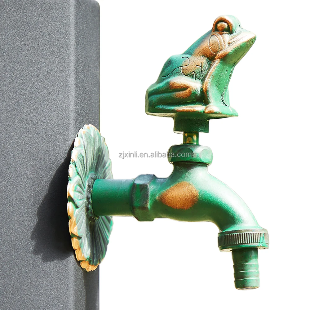 X5685 Brass Material Antique And Bronze Color Artistic Animal Frog Shape Of Garden Bib Tap