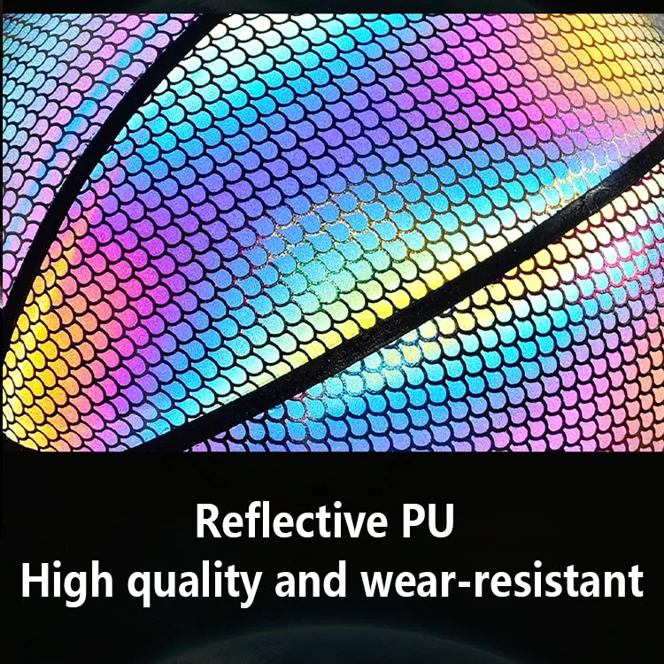 Holographic Flash Glowing Reflective Basketball No. 7 Fluorescent Luminous No. 7 Adult Basketball