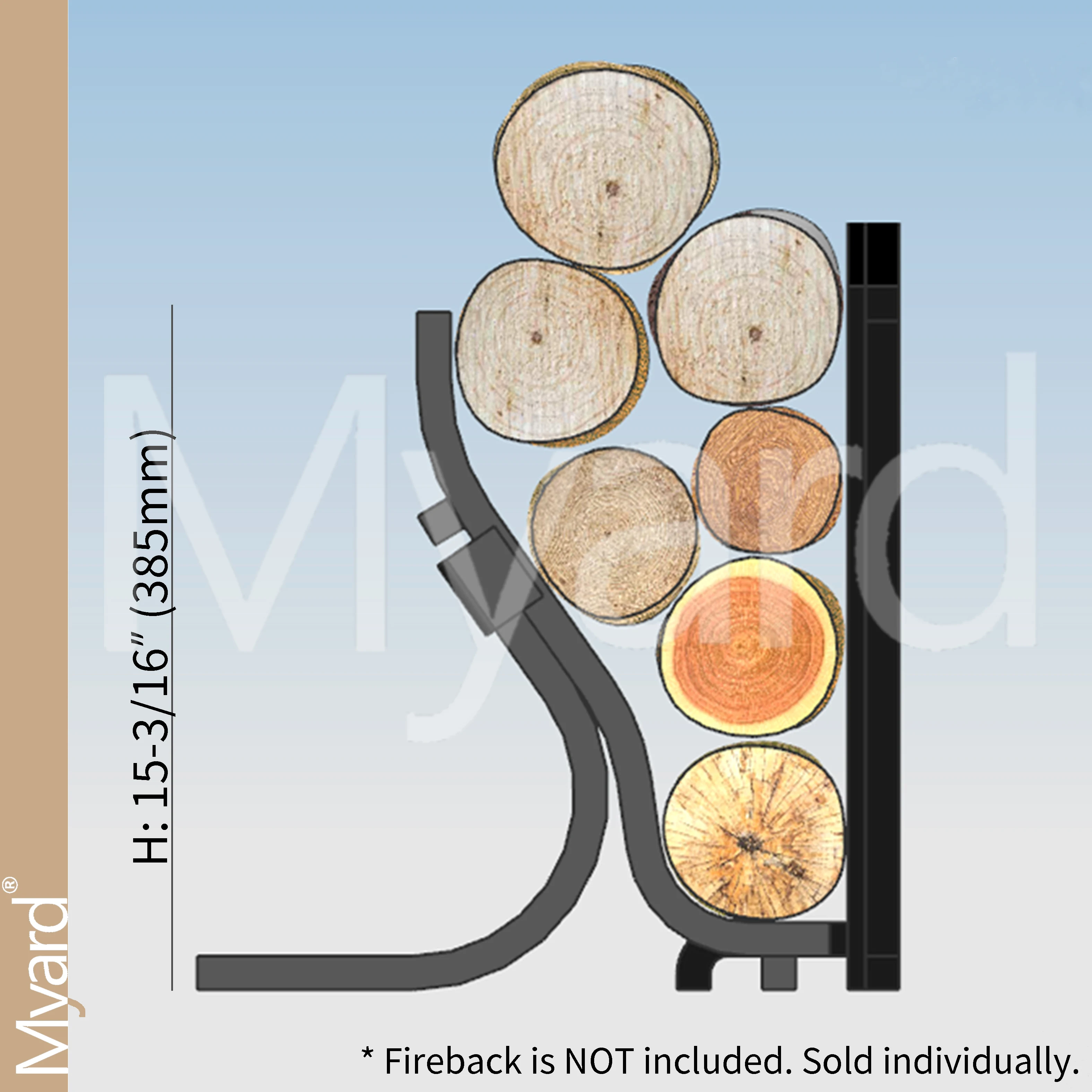 Myard FG5 Fireplace Grate Wrought Iron Steel High Efficiency Smoke-Free Vertical Firewood Log Burning Holder Rack