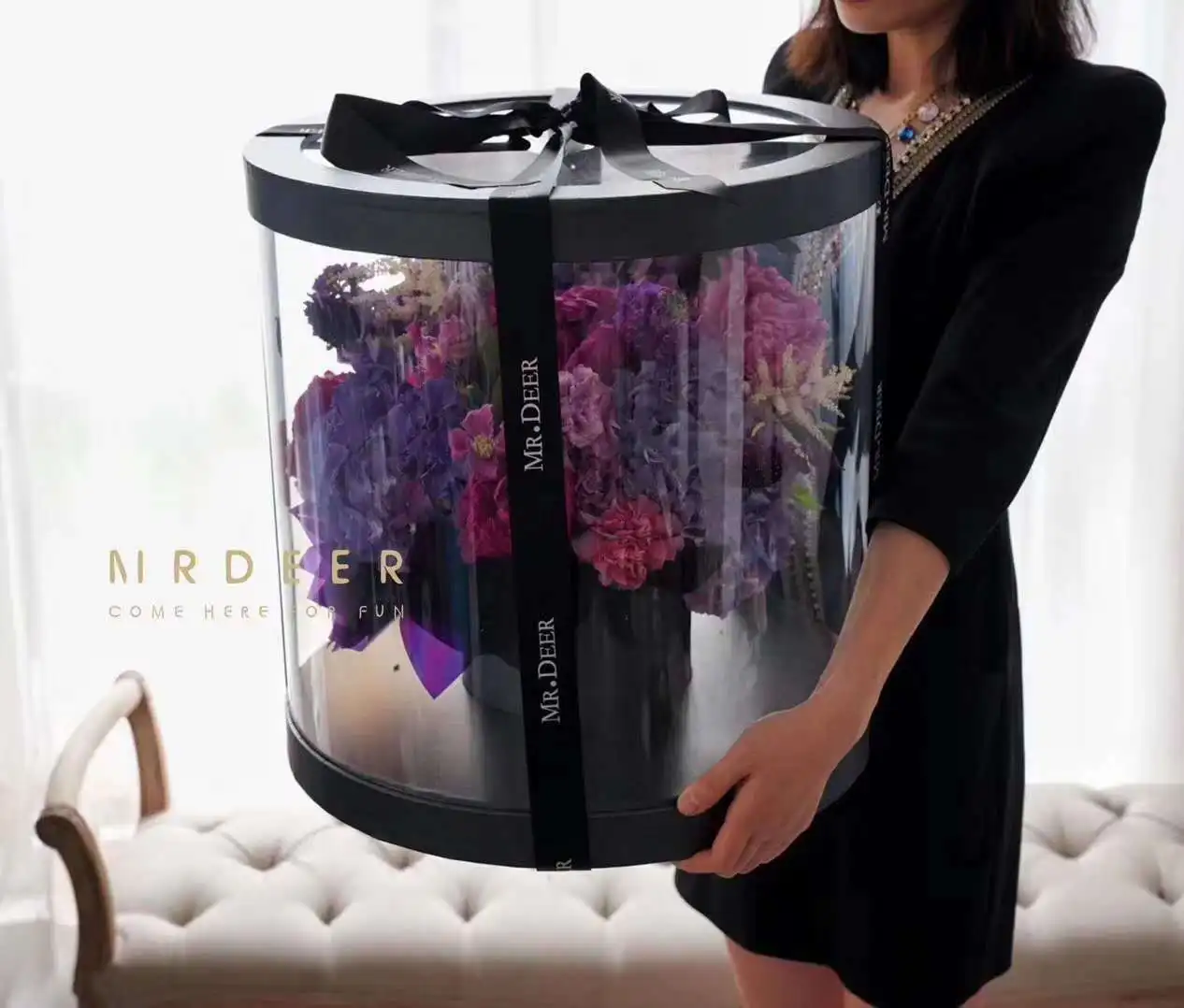 Большая коробка для цветов, круглая прозрачная коробка из ПВХ для цветов на День святого Валентина, свадьбу, Рождество, день рождения