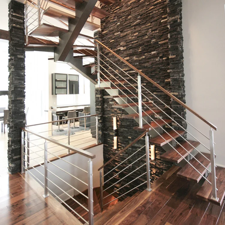 Staircase Stainless Steel Balustrade Steel Rods Railing Design Indoor Outdoor Application