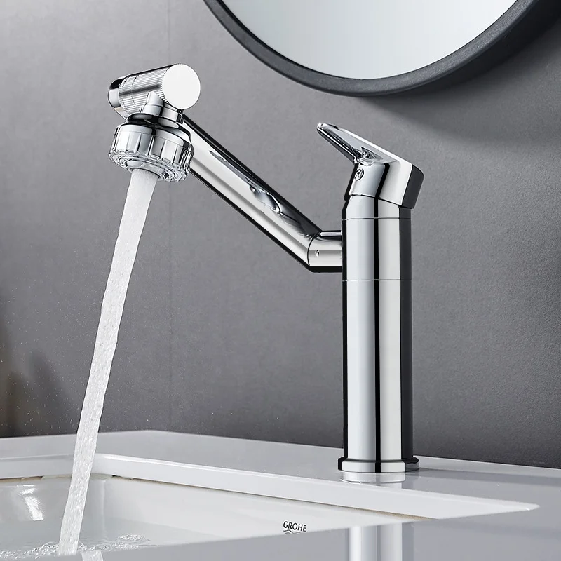 Modern New Brass Water Tap Multifunctional Swivel Faucet 360 Degree Bathroom Water Faucet Black Basin Faucet Mixer Taps