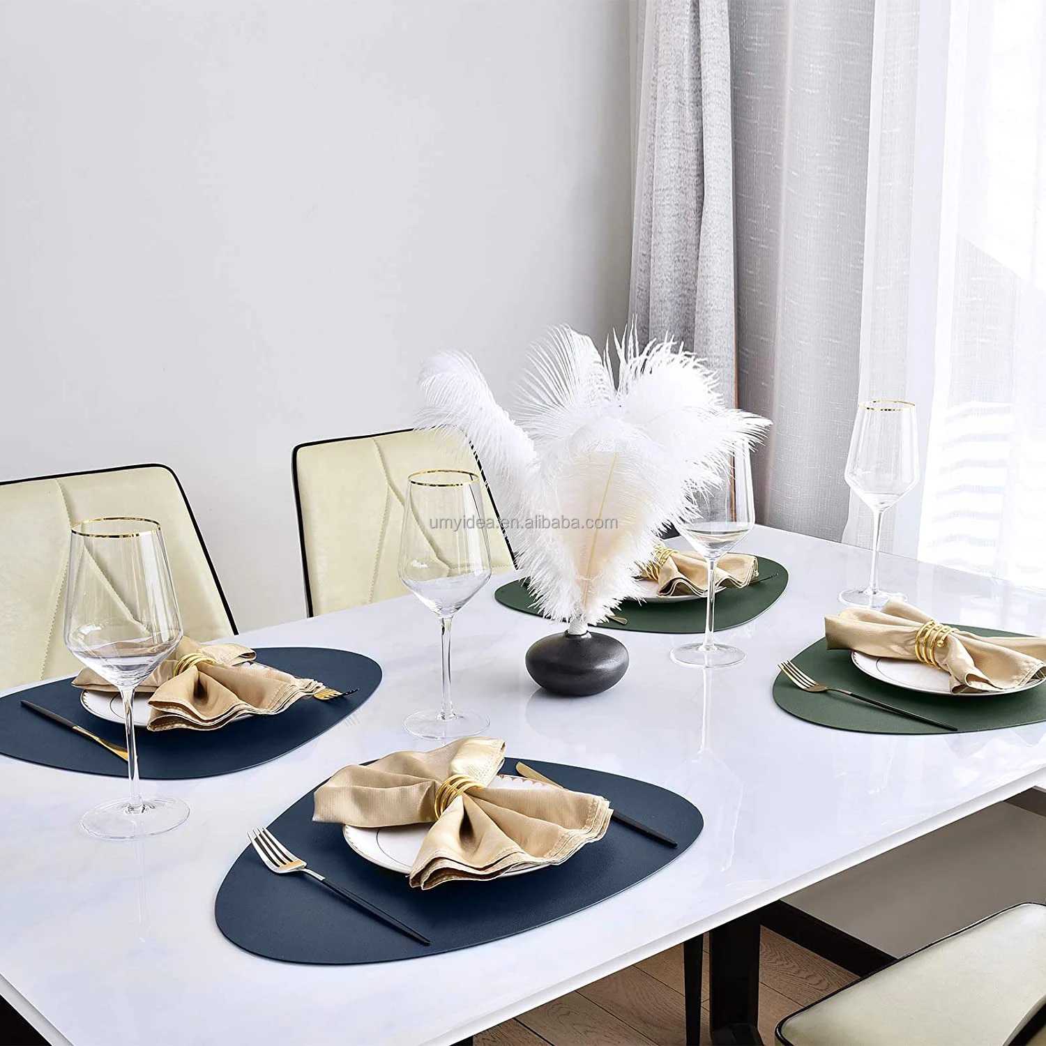 Placemats Set Round Silicone for Dinner Table Mats Non-Slip Insulation Coffee Mats Kitchen Place Mat Nordic Style Placemats