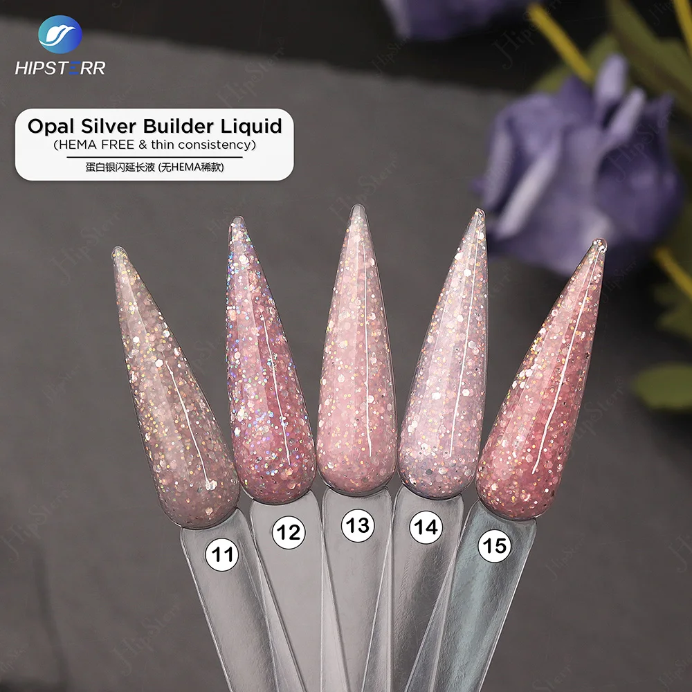 New Hema Free Opal Silver Builder Liquid Nail Extension No Burn Uv/Led Gel in a Bottle BIAB for Nails