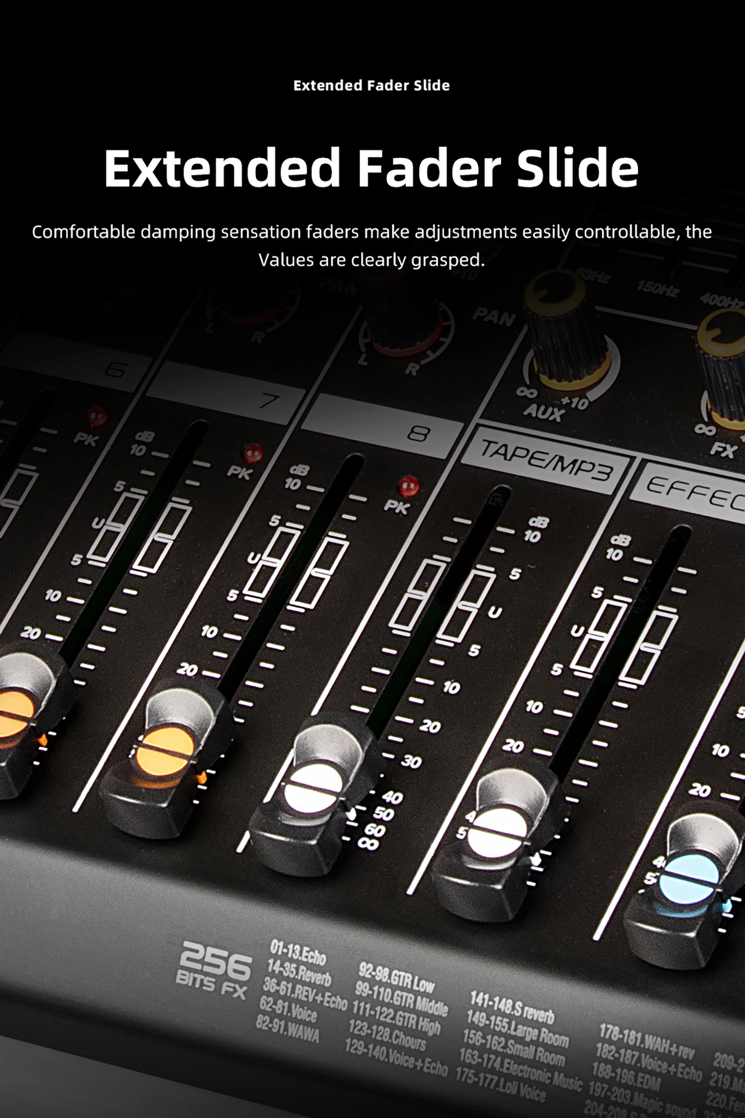 GAX-PA8 2024 Newest Professional Mixer Audio 6 Mono channel Mixing Console Buit-in MP3 Player Use for Home Party