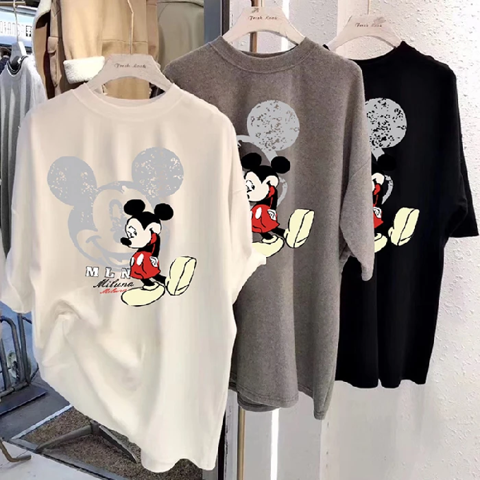 wholesale summer new product cartoon printing Mickey pattern short sleeve T-shirt loose round collar jacket