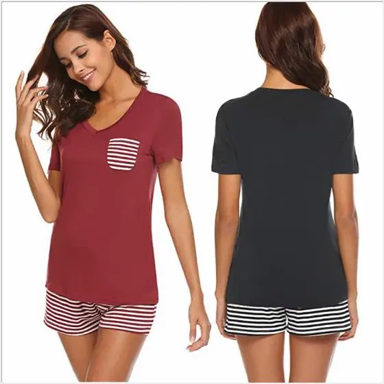 
Breastfeeding Pyjamas Mommy Striped Hospital Loungewear Nursing Maternity Pajamas Plus Size Short Top and Panties 2 Piece Set 