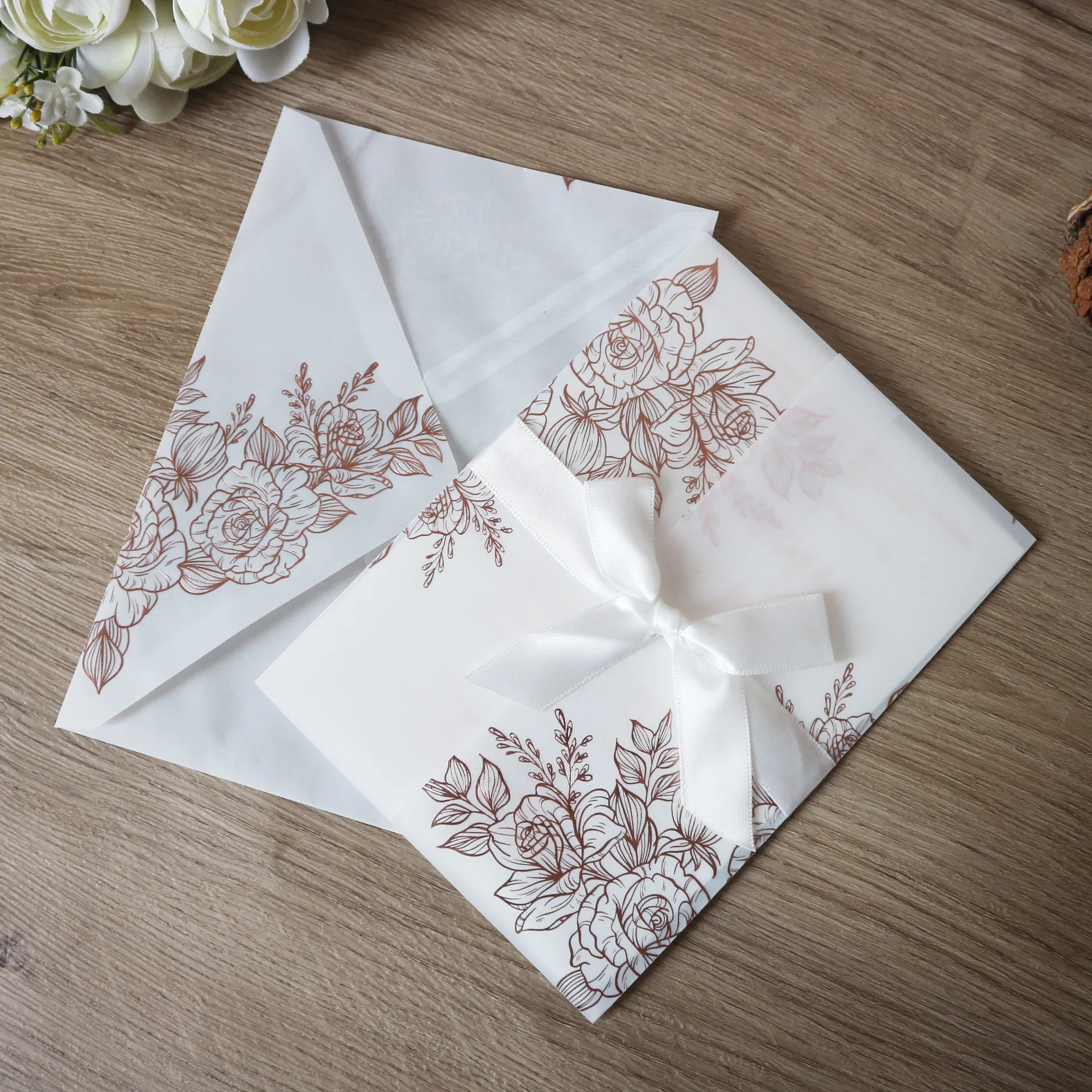 Custom Color Printing Translucent Vellum Parchment Paper Envelope Butter Tracing Paper Gift Envelope
