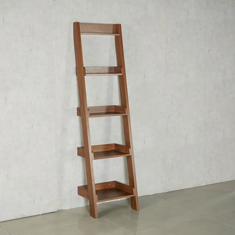 Modern movable wooden book shelf Home Wooden Bookcase Ladder Book Shelf