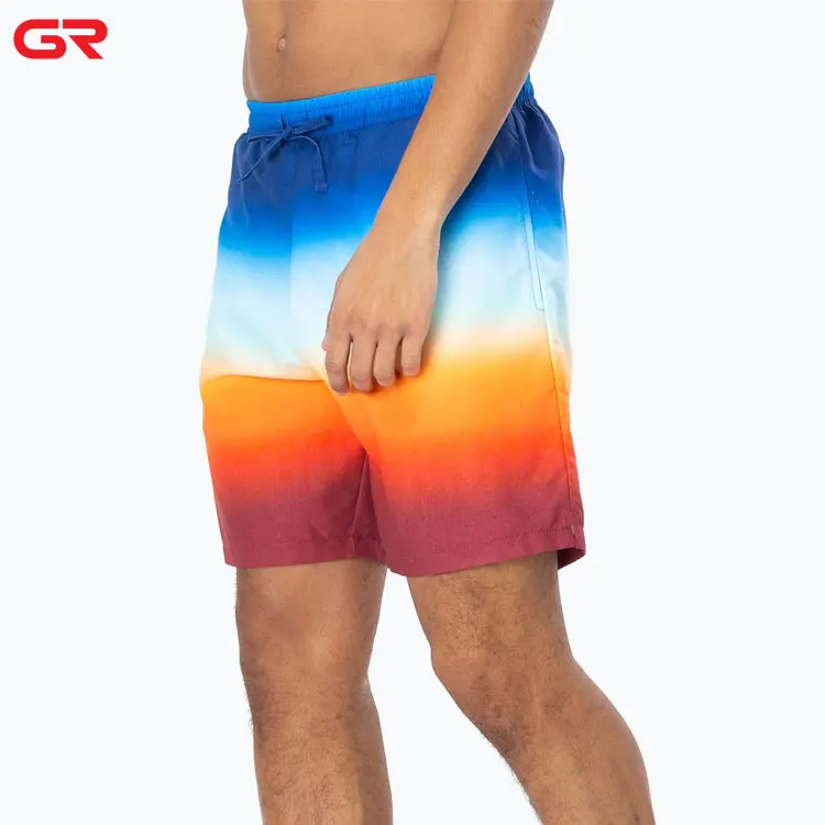 New OEM Quick Drying Swim Shorts Pockets Colorful Printed Men Board Shorts