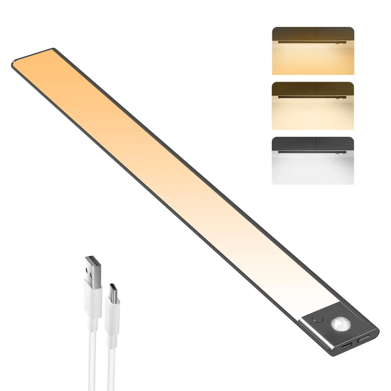 3 Color Temps USB Rechargeable Kitchen Night Lights 120 LED Motion Sensor Light for Closet, Stairs, Under Cabinet