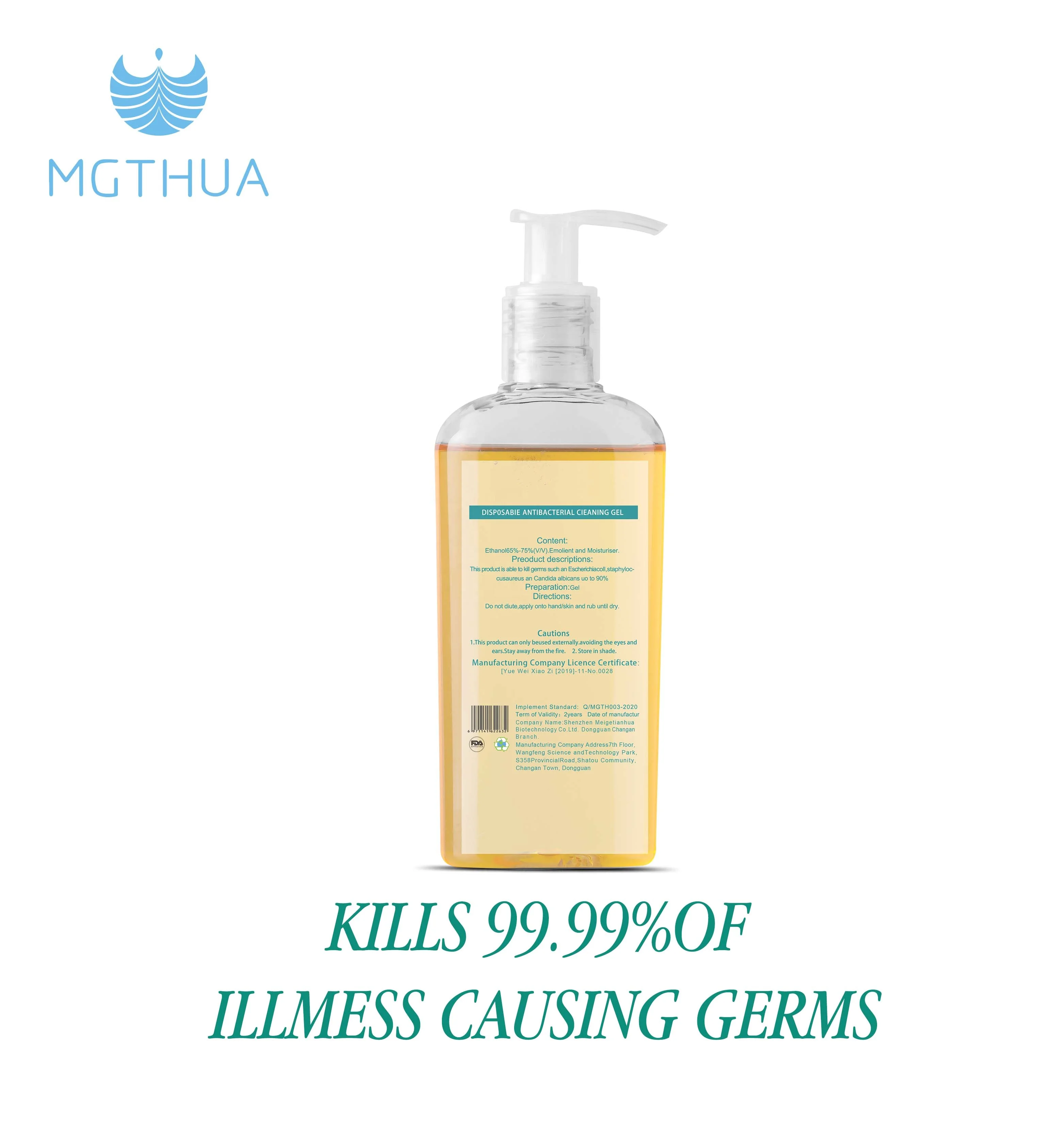 500ml China Manufacturer Wholesale Label Hotel Home Liquid Antibacterial Kids Instant Hand Sanitiser 75% Alcohol