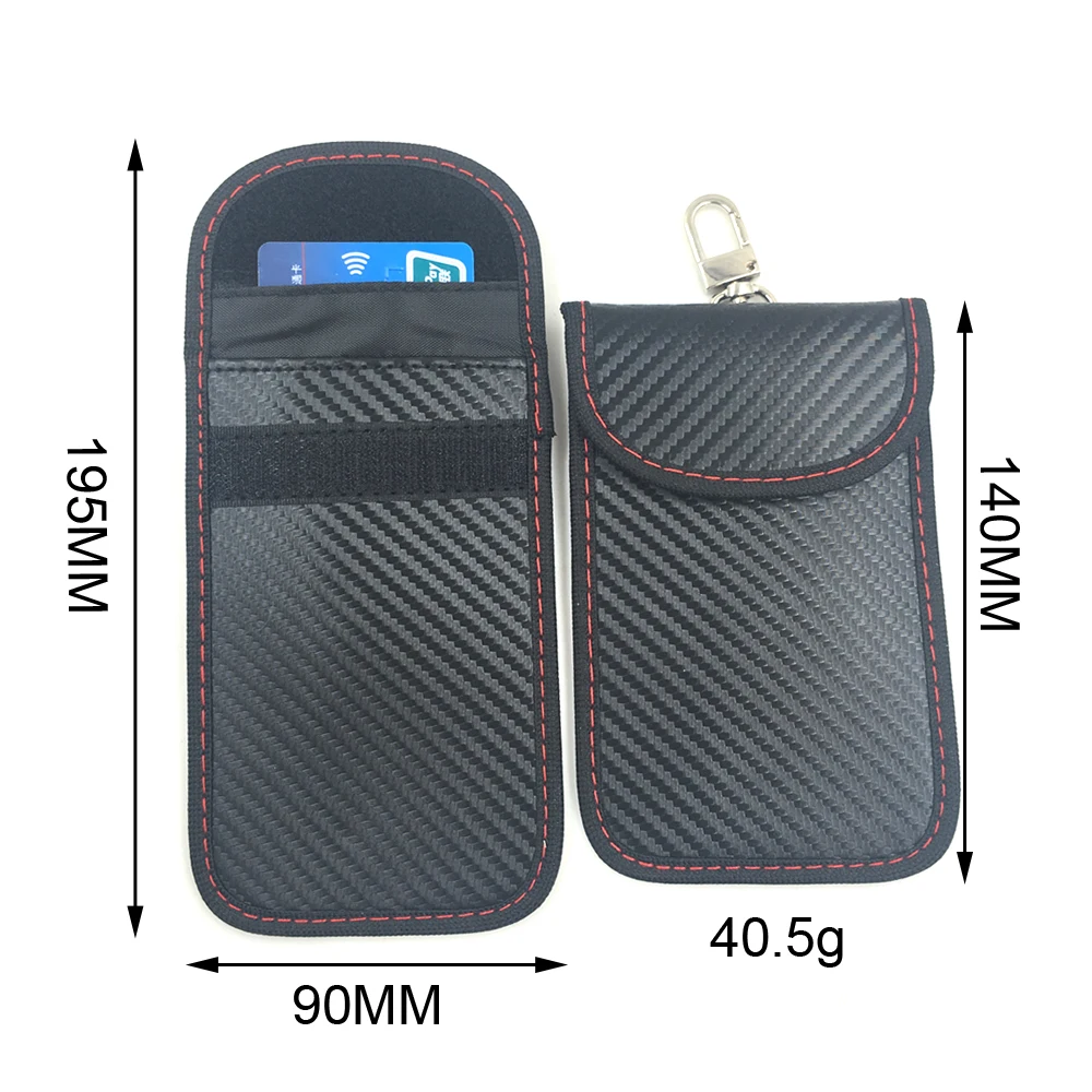 Carbon Fiber Metal Clip Mobile Car Key Fob Signal Blocker Rfid Signal Blocking Faraday Pouch Bag
