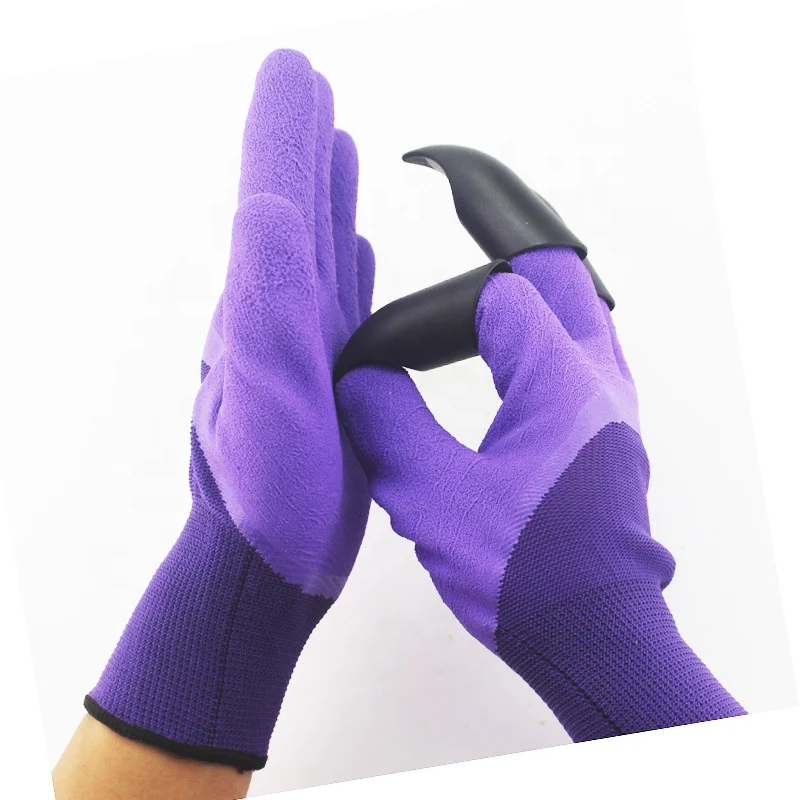 Colorful Breathable Waterproof Gardening Gloves with ABS Claws Great for Digging Planting Made of Latex and Knitted Nylon