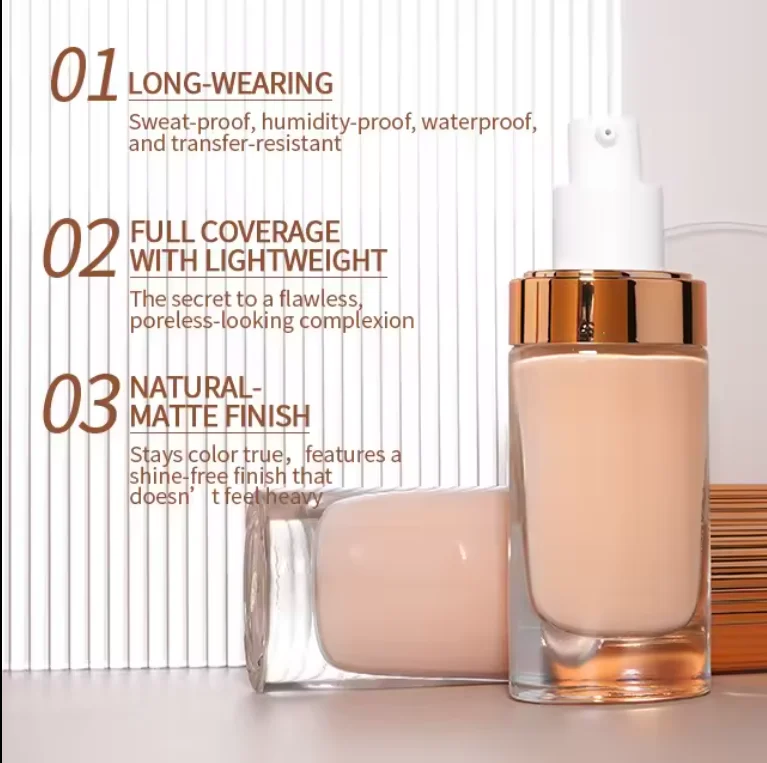 Wholesale Customize logo Private Label Long Lasting Waterproof Make up Vegan Liquid Makeup Foundation for Black Skin