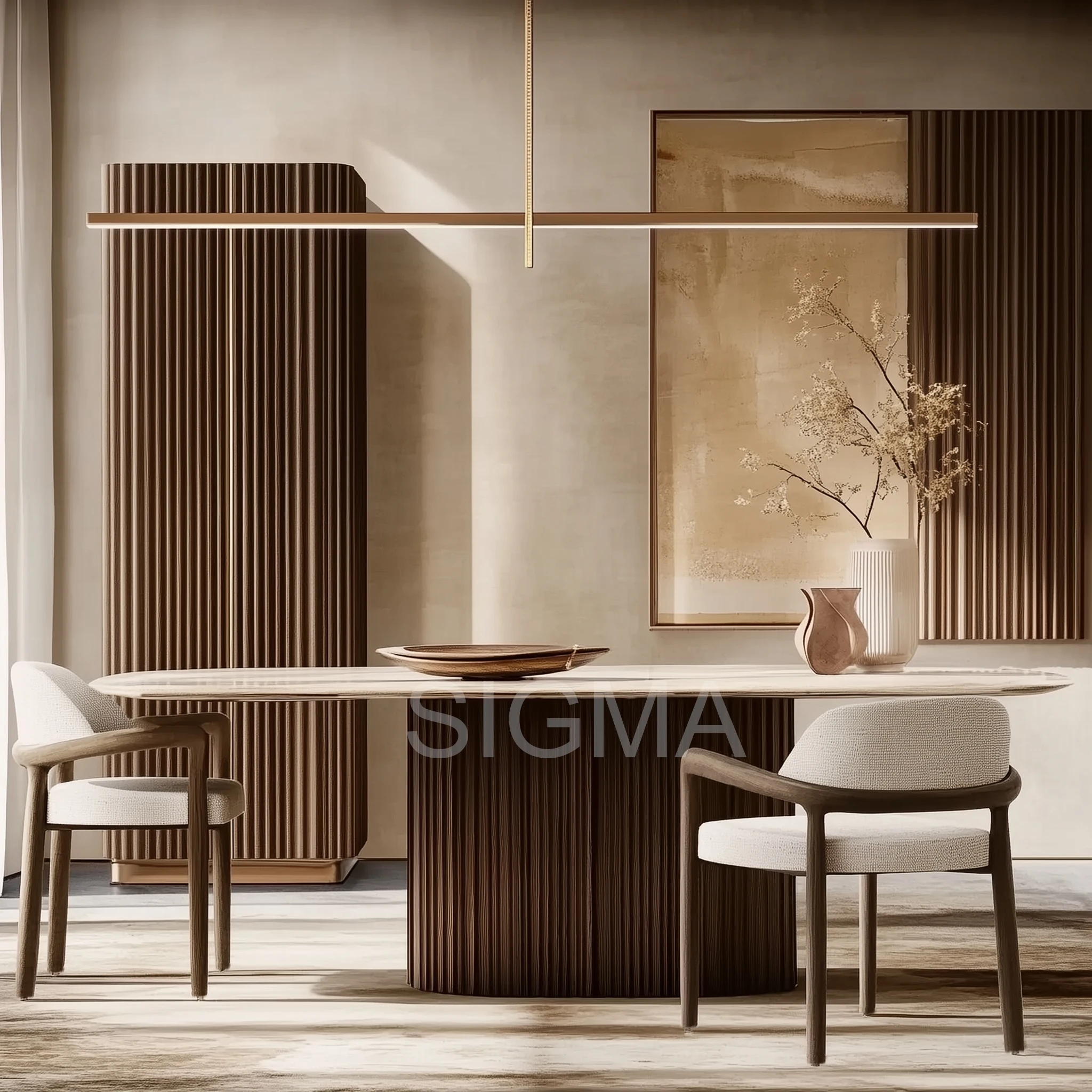 High Quality Natural Marble Dining Table Set Luxury Oak Wooden Table Unique Dining Table