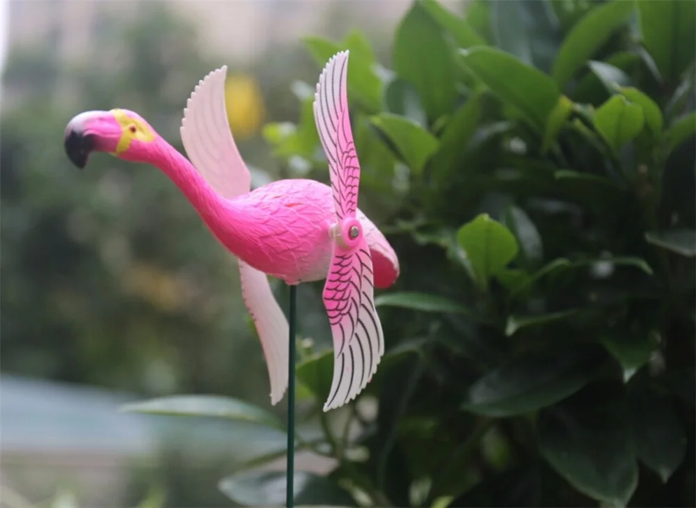 Osgoodway Good Quantity Cheap Hot Sale Plastic Pink Garden wind fans flamingo for Decor