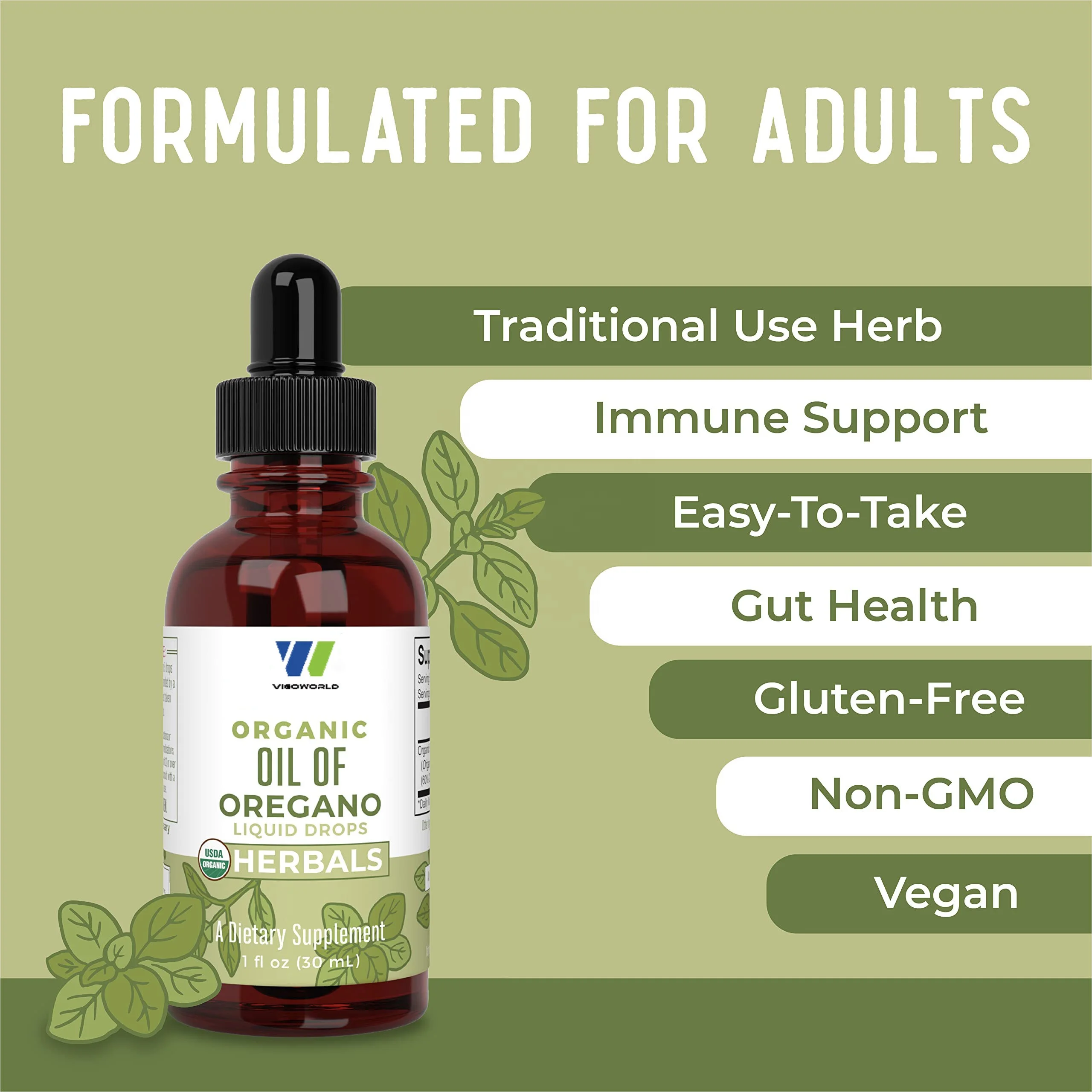 USDA Organic Oregano Oil Drops OEM ODM Herbal Liquid Blend Vitamin Supplement for Adult Immune Support
