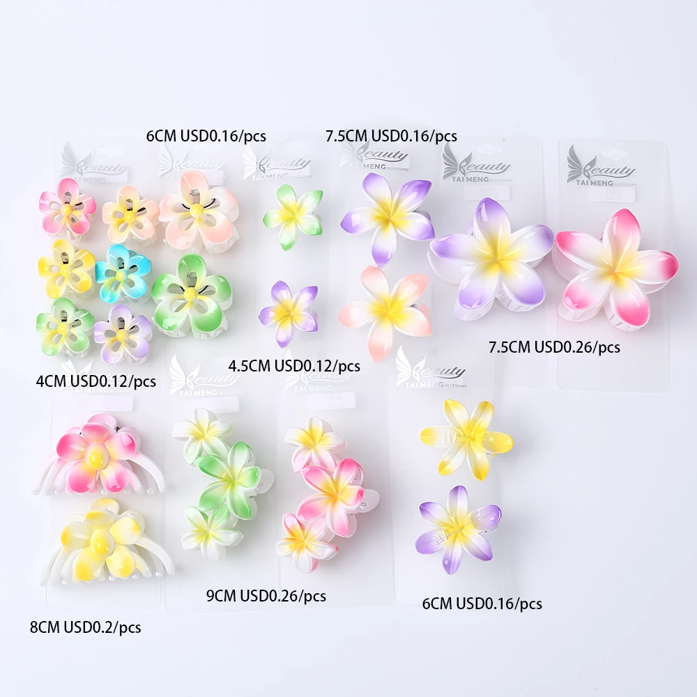 Taimeng Hot Selling Candy Color Flower Hair Claw Clips Wholesale Matte Plastic Hair Claw Hair Accessories