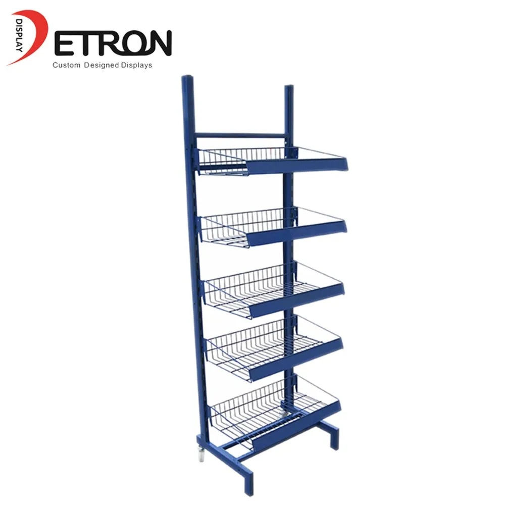 Supermarket Display Stand Metal Wire Photo Chips Stand Display Retail Snacks Display Shelf
