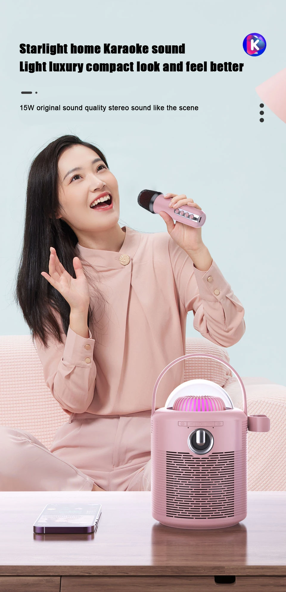 Portable Blue tooth Speaker with Microphone Karaoke Colorful LED Flash Light Children Outdoor Mini Size