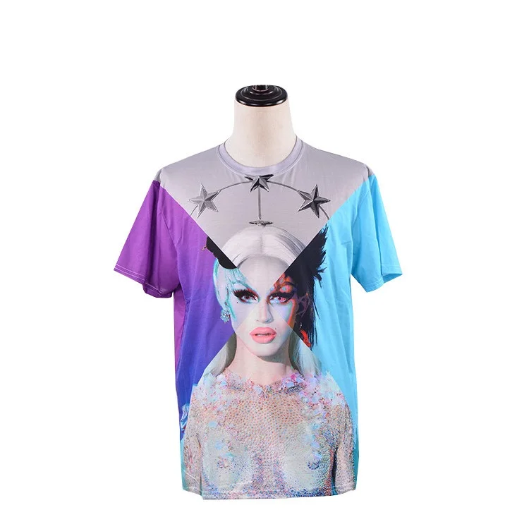 Custom Logo T Shirt Printing Polyester , Custom Sublimation 90% Polyester 10% Spandex T Shirt Full Print