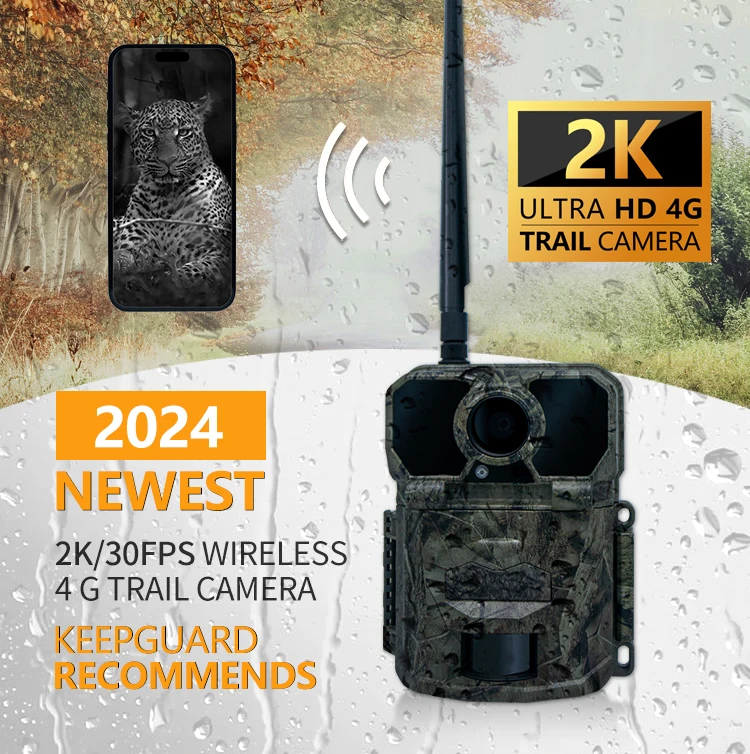 2024 Новейшая 4G охотничья камера с антенной KW896 100-футовая Ночная 32MP 2K при 30fps Водонепроницаемая IP65 0 15 s ТРИГГЕРНАЯ