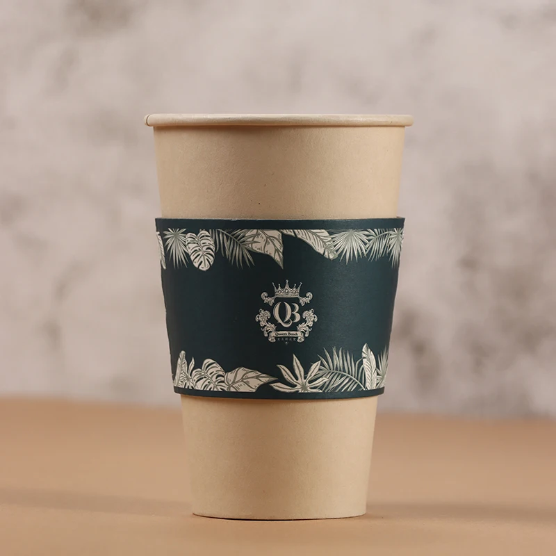 Paper Cup Sleeve Customized Disposable Coffee Tea Cup Sleeve Paper Sleeve Packaging Paper Cup Holder Anti-scalding Corrugated