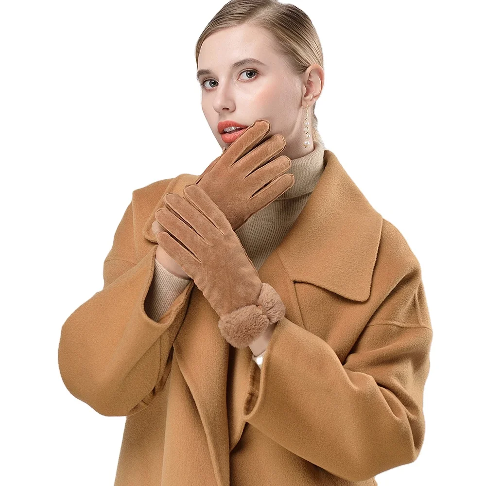 Модные зимние перчатки на заказ с теплым Разрезом из свиной кожи и натуральной овечьей меховой подкладкой полиэстера