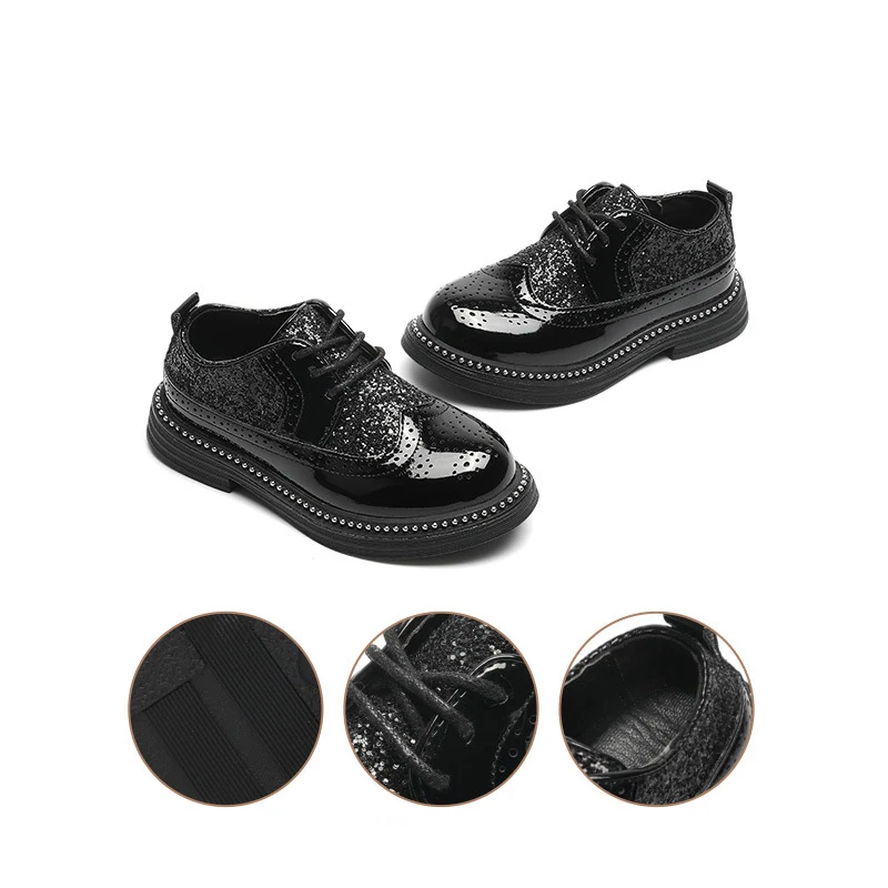Детская кожаная обувь, кожаная мягкая подошва для детей, новинка, весна-осень, для выступлений, чёрная, для маленьких мальчиков, для студентов на английском, лето