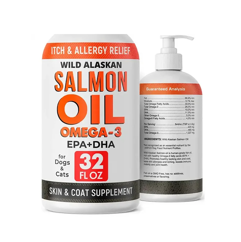 OEM Pure Wild Alaskan Salmon Oil for Dogs Cats Omega 3 Pure Wild Alaskan Salmon Fish Oil Pet for Skin Health