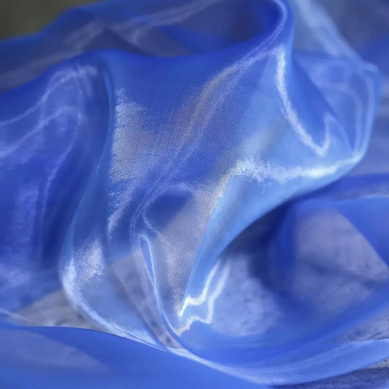Wholesale Luxury Shiny Organza Dress Fabric Crystal Sheer Organza Fabric Free Sample Glitter Liquid Organza Fabric