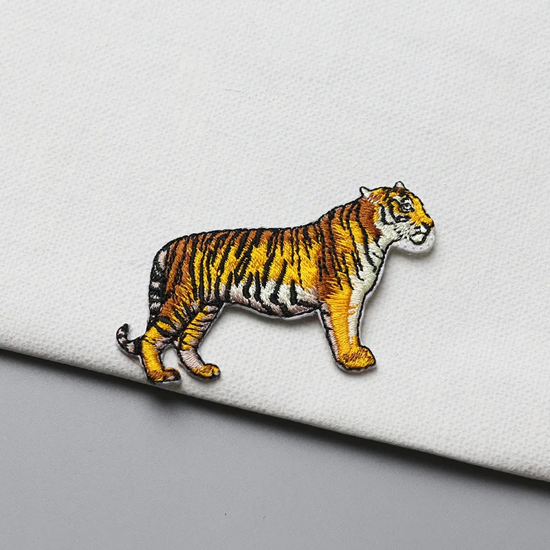 Tiger Elephant Giraffe zebra embroidery patches adhesive backing, hot melt adhesive tape press heat iron on patch for clothes