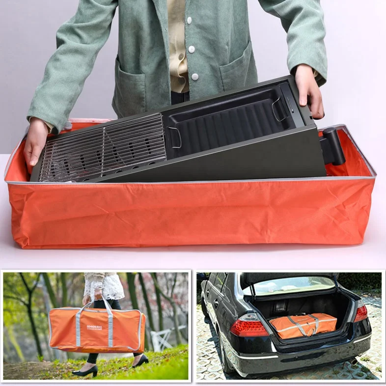 Large Heavy duty Pro 4mm Thick Stainless Steel Portable Charcoal BBQ Grill Collapsible 2-way with Frying Pan Army Green Olive