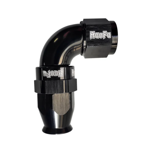 Black Anodized dash 4 6 8 10 12 fittings AN4 AN6 AN8 AN10 90 degree one piece ptfe full flow fitting for e85 ptfe hose line