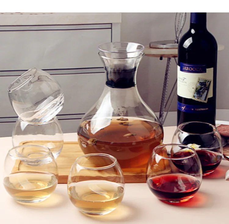 borosilicate transparent clear glass teapot and cup set