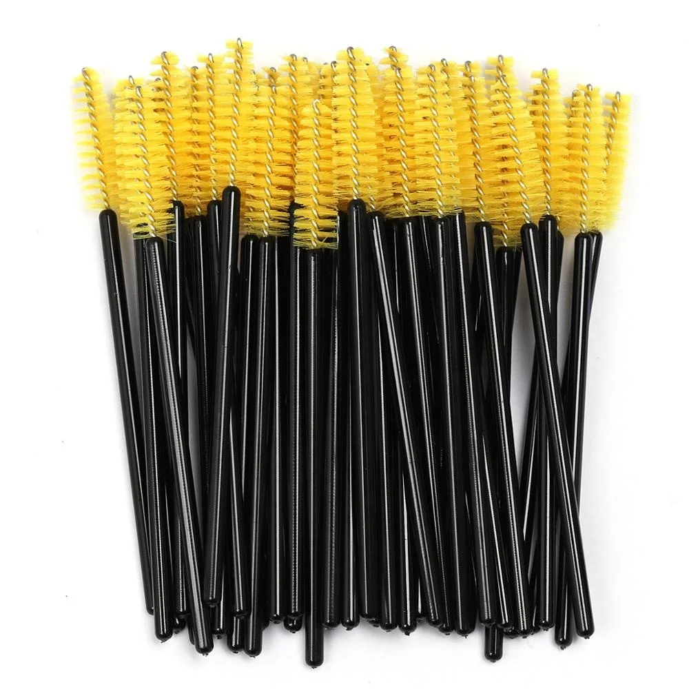 Disposable Spoolie Makeup Glitter Diamond ODM OEM Custom Lash Brushes Mascara Plastic Handle Micro Lash Brushes White  Black