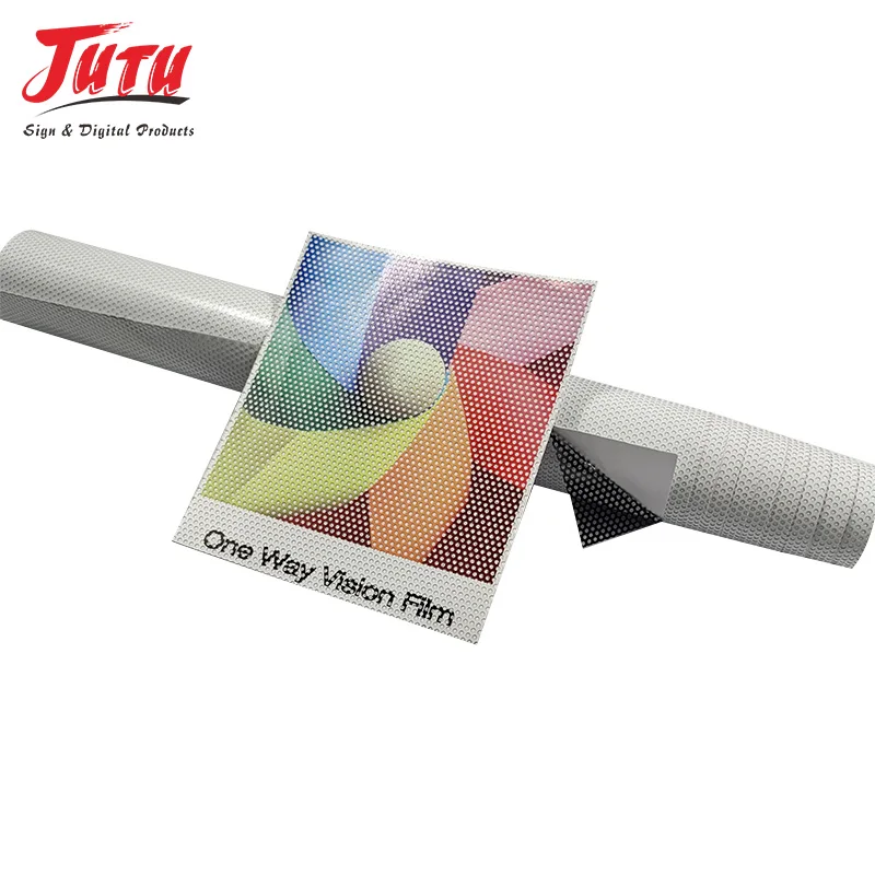 Factory perforated vinyl see through sticker heat rejection building window film printable pvc sticker vinyl mesh one way vision