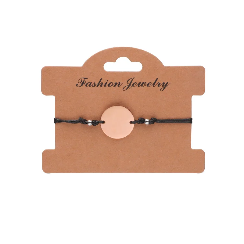 20mm Round Charm Weave Bracelets Stainless Steel Fashion Custom Name Logo Couple 18K Gold Plated Opp Bag Environmental Friendly