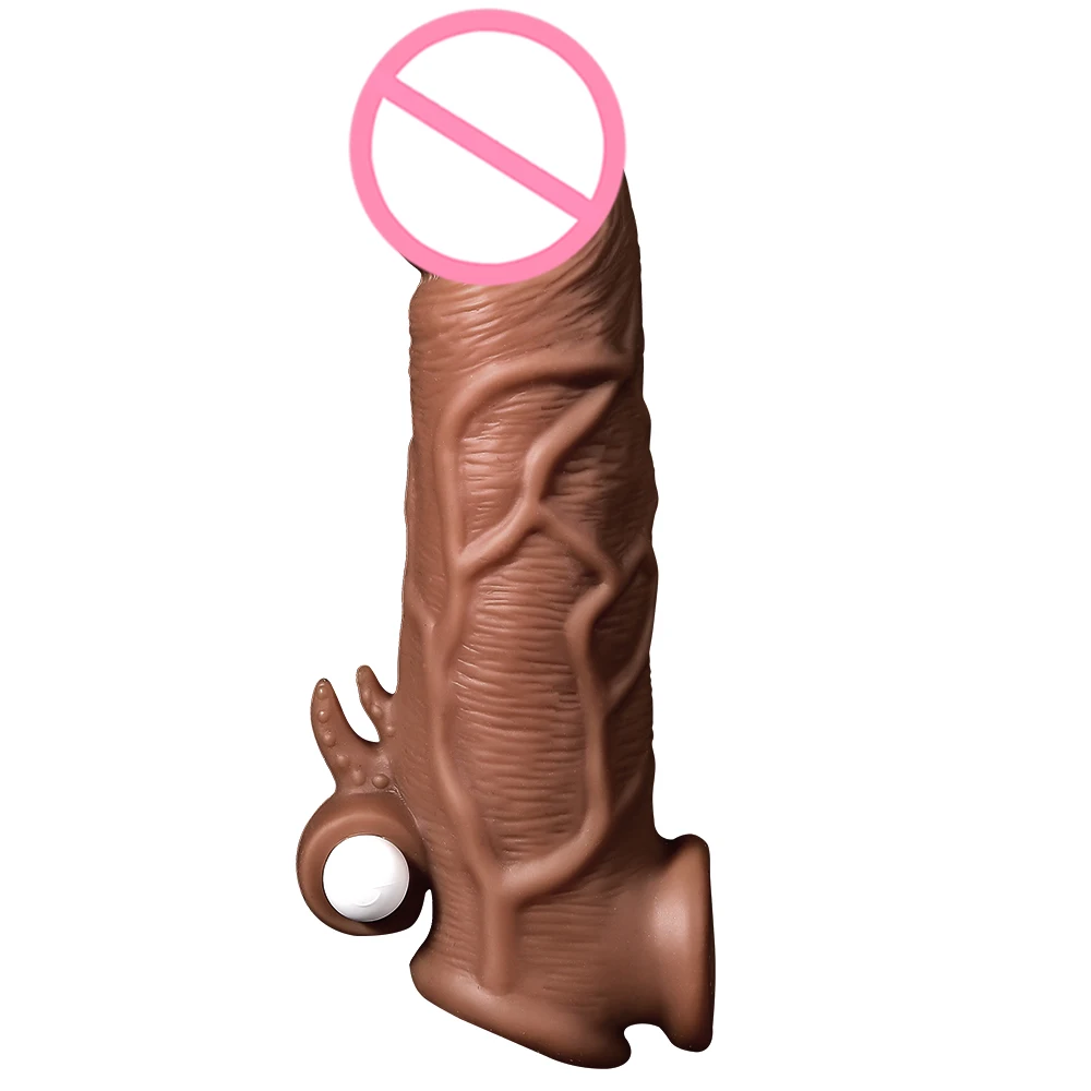 Latest Delayed Ejaculation Sex Toys Extender Reusable Vibrator Condoms Vibration Penis Extension Sleeve For Man