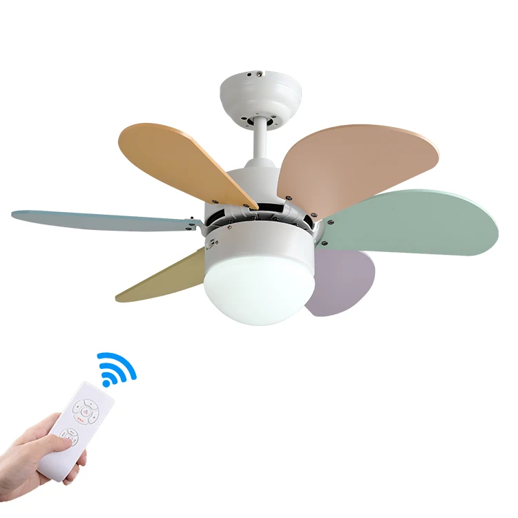 Leaf MDF Blades Remote Control AC Motor Led Ceiling Fan Factory Direct Sale 30inch 6 Electric with Light Free Spare Parts 40cm