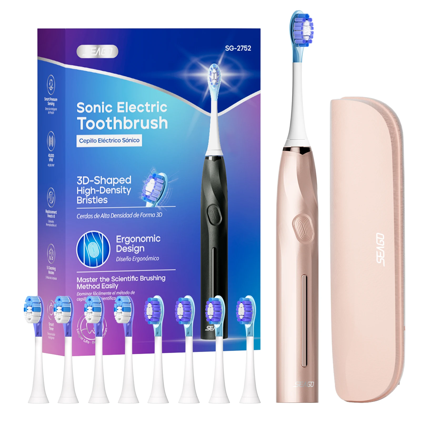 2024 New arrival SG-2752 OEM Seamless Touch 5 Modes Smart Pressure Sensor IPX7 Waterproof Smart Electric Toothbrush