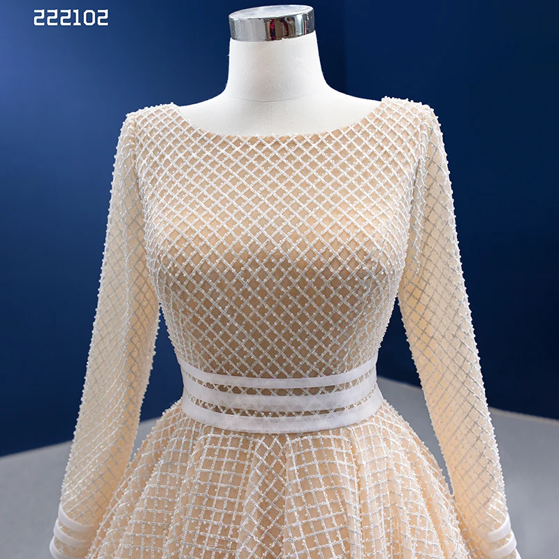 Jancember Rsm222102 New Arrivals Full Sleeve Simple Short Embroidery Fashion Elegant Evening Dresses