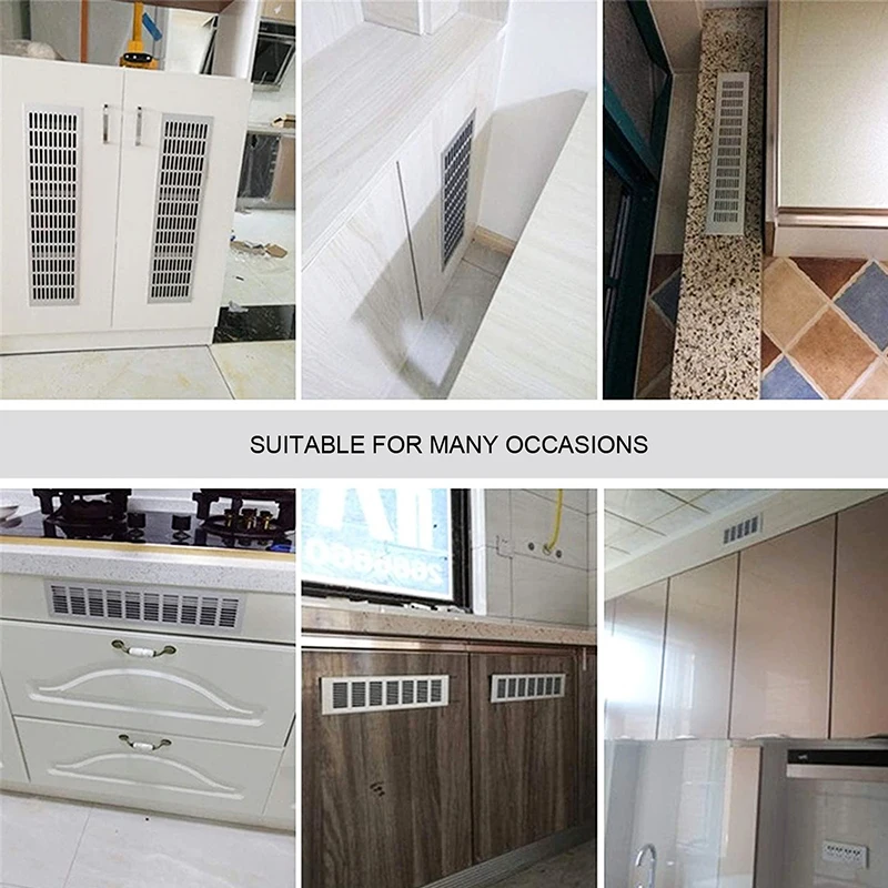 Silver Air Vent Grill Ventilation Cover with Inset Grid (Fly Screen) 4 Size (60*150mm/ 50*200mm/ 50*225mm/80*300mm )