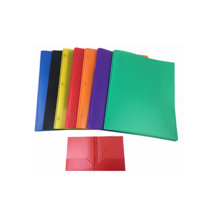 Hot sale two pockets folder with 3 prongs pocket file folder